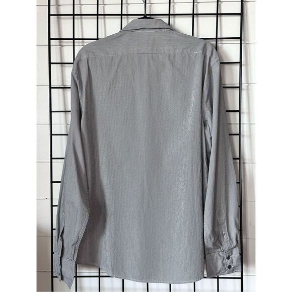 John Varvatos USA LS Button Up Shirt Mens XL Grey Striped Coastal Prep - Picture 3 of 7